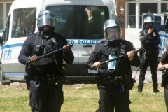 New York- New York City Police Department personnel train for riot control in a local park in the Marine park section of Brooklyn
