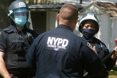New York- New York City Police Department personnel train for riot control in a local park in the Marine park section of Brooklyn