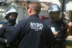 New York- New York City Police Department personnel train for riot control in a local park in the Marine park section of Brooklyn