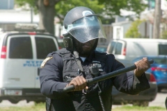 New York- New York City Police Department personnel train for riot control in a local park in the Marine park section of Brooklyn