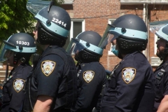 New York- New York City Police Department personnel train for riot control in a local park in the Marine park section of Brooklyn