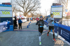 January 8, 2022: The 2022 Joe Kleinerman 10K race was held in Central Park. 4503 runners braved the 22 degree temperatures with smiles and cheers as they crossed the finish line. Here, Marie_Ange Brumelot, crosses the finish line as the first female in 0:37:22