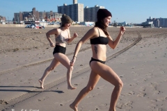 December 13,2020 Coney Island Polar Bear Club enjoys beautiful weather while people stroll the boardwalk and enjoy the sunny weather before the predicted snow storm to hit the East Coast on Wednesday.Alex and Ava