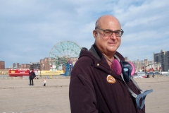 December 13,2020 Coney Island Polar Bear Club enjoys beautiful weather while people stroll the boardwalk and enjoy the sunny weather before the predicted snow storm to hit the East Coast on Wednesday.