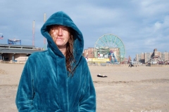 December 13,2020 Coney Island Polar Bear Club enjoys beautiful weather while people stroll the boardwalk and enjoy the sunny weather before the predicted snow storm to hit the East Coast on Wednesday.