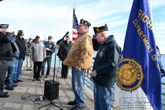 Pearl Harbor Remembrance
Sharrots Road Fishing Pier
Staten Island, NY
Tuesday, December 07, 2021
For Credit:  Mary DiBiase Blaich

A Pearl Harbor remembrance ceremony was held on Tuesday, December 07, 2021 by the Richmond County American Legion off Staten Island.  The members gathered on the fishing pier at Sharrots Road where they conducted a service that included taps, the National Anthem and God Bless America.  Remarks were made by several American Legion officials, and followed with a wreath dropped into the water.