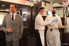 New York- Iconic Steakhouse Peter Luger enlists Madame Tussauds wax figures for 
"safe" indoor dining experience during the corona virus. Celebrity wax figures fill seats for socially distancing dining. The figures are Audrey Hepburn, Jon Hamm,Jimmy Fallon, and Al Roker