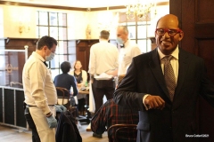 New York- Iconic Steakhouse Peter Luger enlists Madame Tussauds wax figures for 
"safe" indoor dining experience during the corona virus. Celebrity wax figures fill seats for socially distancing dining. The figures are Audrey Hepburn, Jon Hamm,Jimmy Fallon, and Al Roker