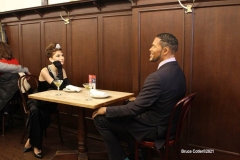 New York- Iconic Steakhouse Peter Luger enlists Madame Tussauds wax figures for 
"safe" indoor dining experience during the corona virus. Celebrity wax figures fill seats for socially distancing dining. The figures are Audrey Hepburn, Jon Hamm,Jimmy Fallon, and Al Roker