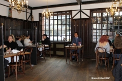 New York- Iconic Steakhouse Peter Luger enlists Madame Tussauds wax figures for 
"safe" indoor dining experience during the corona virus. Celebrity wax figures fill seats for socially distancing dining. The figures are Audrey Hepburn, Jon Hamm,Jimmy Fallon, and Al Roker