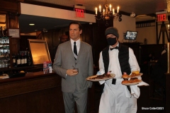 New York- Iconic Steakhouse Peter Luger enlists Madame Tussauds wax figures for 
"safe" indoor dining experience during the corona virus. Celebrity wax figures fill seats for socially distancing dining. The figures are Audrey Hepburn, Jon Hamm,Jimmy Fallon, and Al Roker