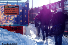 January 30, 2022 New York  
The day after a Nor'Easter hit New York City with 11 inches of snow the Coney Island Polar Bear Club  braved the cold 15 degree Fahrenheit temperature and jumped into the frigid Atlantic Ocean to have some fun.