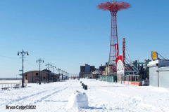 January 30, 2022 New York  
The day after a Nor'Easter hit New York City with 11 inches of snow the Coney Island Polar Bear Club  braved the cold 15 degree Fahrenheit temperature and jumped into the frigid Atlantic Ocean to have some fun.