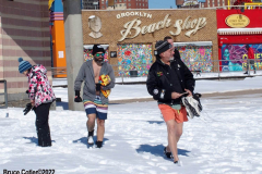 January 30, 2022 New York  
The day after a Nor'Easter hit New York City with 11 inches of snow the Coney Island Polar Bear Club  braved the cold 15 degree Fahrenheit temperature and jumped into the frigid Atlantic Ocean to have some fun.