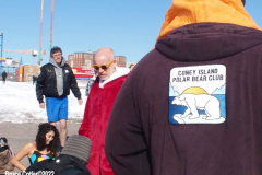 January 30, 2022 New York  
The day after a Nor'Easter hit New York City with 11 inches of snow the Coney Island Polar Bear Club  braved the cold 15 degree Fahrenheit temperature and jumped into the frigid Atlantic Ocean to have some fun.