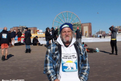 January 30, 2022 New York  
The day after a Nor'Easter hit New York City with 11 inches of snow the Coney Island Polar Bear Club  braved the cold 15 degree Fahrenheit temperature and jumped into the frigid Atlantic Ocean to have some fun.
