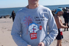 January 30, 2022 New York  
The day after a Nor'Easter hit New York City with 11 inches of snow the Coney Island Polar Bear Club  braved the cold 15 degree Fahrenheit temperature and jumped into the frigid Atlantic Ocean to have some fun.