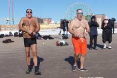 January 30, 2022 New York  
The day after a Nor'Easter hit New York City with 11 inches of snow the Coney Island Polar Bear Club  braved the cold 15 degree Fahrenheit temperature and jumped into the frigid Atlantic Ocean to have some fun.