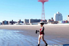 January 30, 2022 New York  
The day after a Nor'Easter hit New York City with 11 inches of snow the Coney Island Polar Bear Club  braved the cold 15 degree Fahrenheit temperature and jumped into the frigid Atlantic Ocean to have some fun.