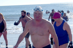 January 30, 2022 New York  
The day after a Nor'Easter hit New York City with 11 inches of snow the Coney Island Polar Bear Club  braved the cold 15 degree Fahrenheit temperature and jumped into the frigid Atlantic Ocean to have some fun.