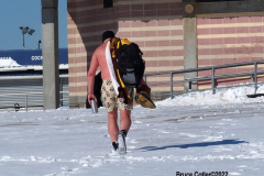 January 30, 2022 New York  
The day after a Nor'Easter hit New York City with 11 inches of snow the Coney Island Polar Bear Club  braved the cold 15 degree Fahrenheit temperature and jumped into the frigid Atlantic Ocean to have some fun.