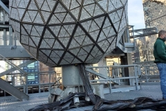 December 27 , 2020   New York City . Workers on roof of One Times Square prepare the New Years Eve Ball  by replacing crystals and checking the wiring for the big night