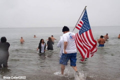 January 1, 2022  New York ,   Coney Island Polar Bear Plunge. This year the Polar Bear Plunge returned after last year's Covid  outbreak. Revelers enjoy the water.