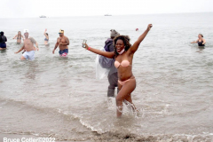 January 1, 2022  New York ,   Coney Island Polar Bear Plunge. This year the Polar Bear Plunge returned after last year's Covid  outbreak. Revelers enjoy the water.