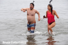 January 1, 2022  New York ,   Coney Island Polar Bear Plunge. This year the Polar Bear Plunge returned after last year's Covid  outbreak. Revelers enjoy the water.