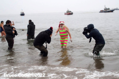 January 1, 2022  New York ,   Coney Island Polar Bear Plunge. This year the Polar Bear Plunge returned after last year's Covid  outbreak. Revelers enjoy the water.