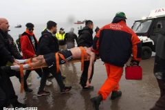 January 1, 2022  New York ,   Coney Island Polar Bear Plunge. This year the Polar Bear Plunge returned after last year's Covid  outbreak. Revelers enjoy the water.
Participant  prior to massive cardiac event and Emergency medical personnel try and revive him before transporting him to area hospital.