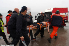 January 1, 2022  New York ,   Coney Island Polar Bear Plunge. This year the Polar Bear Plunge returned after last year's Covid  outbreak. Revelers enjoy the water.
Participant  prior to massive cardiac event and Emergency medical personnel try and revive him before transporting him to area hospital.