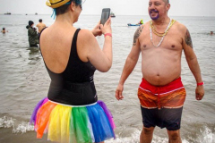 The Polar Bear Plunge commenced after a two year hiatus. An overcast and chilly day, spectators and participants took to the beach to keep on the ol’ tradition that kick starts many peoples’ year with a shock awakening of the senses. Brooklyn, NYC, NY. 01.01.22 (C) Bianca Otero