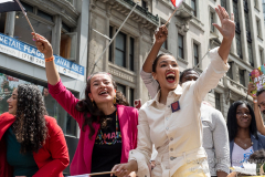 Candidate for NY Lt. Governor Ana María Archila and Congressmember Alexandria Ocasio-Cortez attend the Puerto Rican Day Parade along  5th Avenue in New York, New York on June 12,  2022.  (Photo by Gabriele Holtermann/Sipa USA)
