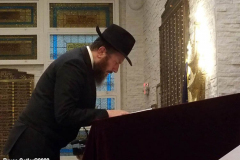 February 24, 2022  New York, 
Ukrainian Rabbi holds a prayer service for his congregation in a heavily populated Ukraine jewish neighborhood in Brooklyn N.Y. 
Rabbi Asher Altshul leads the Prayer service at Congregation Beth Shalom of Kings Bay.