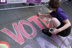 Maya Wiley supporter for the final Mayoral debate before Election Day outside 30 Rockefeller Center in New York City