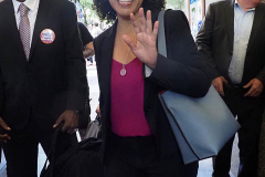 Mayoral Candidate Diane Morales at a Pre-Debate Rally for the final Mayoral debate before Election Day outside 30 Rockefeller Center in New York City