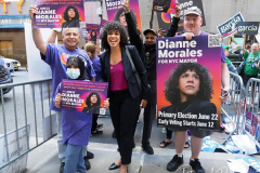 Mayoral Candidate Diane Morales at a Pre-Debate Rally for the final Mayoral debate before Election Day outside 30 Rockefeller Center in New York City