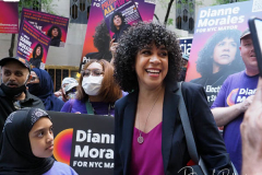 Mayoral Candidate Diane Morales at a Pre-Debate Rally for the final Mayoral debate before Election Day outside 30 Rockefeller Center in New York City