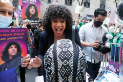 Mayoral Candidate Diane Morales at a Pre-Debate Rally for the final Mayoral debate before Election Day.outside 30 Rockefeller Center in New York City on 15 June 2021