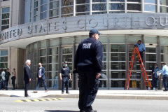 April 14, 2022  Brooklyn Federal Courthouse
press conference after arraignment of Frank R. James alleged Subway shooter. 
Attorneys for FrankR. James hold press conference outside the Federal Courthouse. 
United States Marshals provide court house security