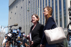 April 14, 2022  Brooklyn Federal Courthouse
press conference after arraignment of Frank R. James alleged Subway shooter. 
Attorneys for FrankR. James hold press conference outside the Federal Courthouse. Lead Attorney (Dressed in Black) Mia Eisner- Grynberg  (second chair attorney) Deirdre von Dorrnom of Federal Defenders