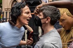 Tensions run high during a pro-choice protest outside Old St. Pat's Basilica  on July 2, 2022, in New York, NY. (Photo by Gabriele Holtermann/Sipa USA)