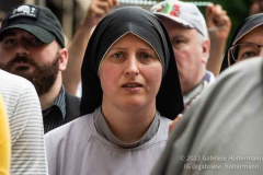 A nun joins the pro-life march to Planned Parenthood on July 2, 2022, in New York, NY. (Photo by Gabriele Holtermann/Sipa USA)