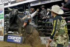 Marcelo Procopio Pereira rides a bull named Side Chick while competing in the Professional Bull Riders (PBR) Unleash The Beast Monster Energy Buckoff at the Garden inside Madison Square Garden in New York City on January 8, 2022. (Photo by Andrew Schwartz)