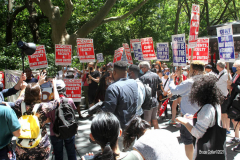 Member of the Professional Staff Congress the  college union that represents professors and college staff, protest in front of New York's City Hall.