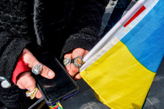 Thousands of all nationalities came together to protest the Ukrainian War in Times Square from noon well into the afternoon. Saturday, March 5, 2022. (C) Bianca Otero