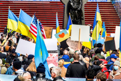 Thousands of all nationalities came together to protest the Ukrainian War in Times Square from noon well into the afternoon. Saturday, March 5, 2022. (C) Bianca Otero