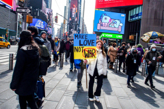 Thousands of all nationalities came together to protest the Ukrainian War in Times Square from noon well into the afternoon. Saturday, March 5, 2022. (C) Bianca Otero