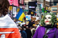 Thousands of all nationalities came together to protest the Ukrainian War in Times Square from noon well into the afternoon. Saturday, March 5, 2022. (C) Bianca Otero